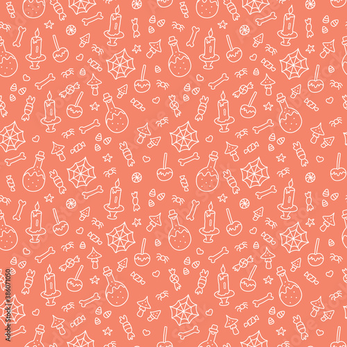 Orange halloween seamless pattern