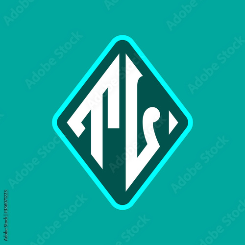Colored monogram logo curved oval shape initial letter tl logo vector