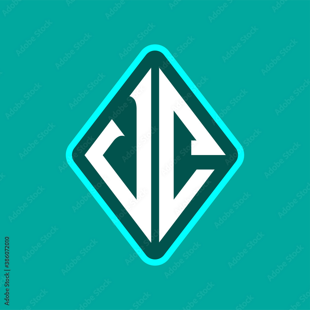 Colored monogram logo curved oval shape initial letter vc logo vector Colored monogram logo curved oval shape initial letter vc logo vector