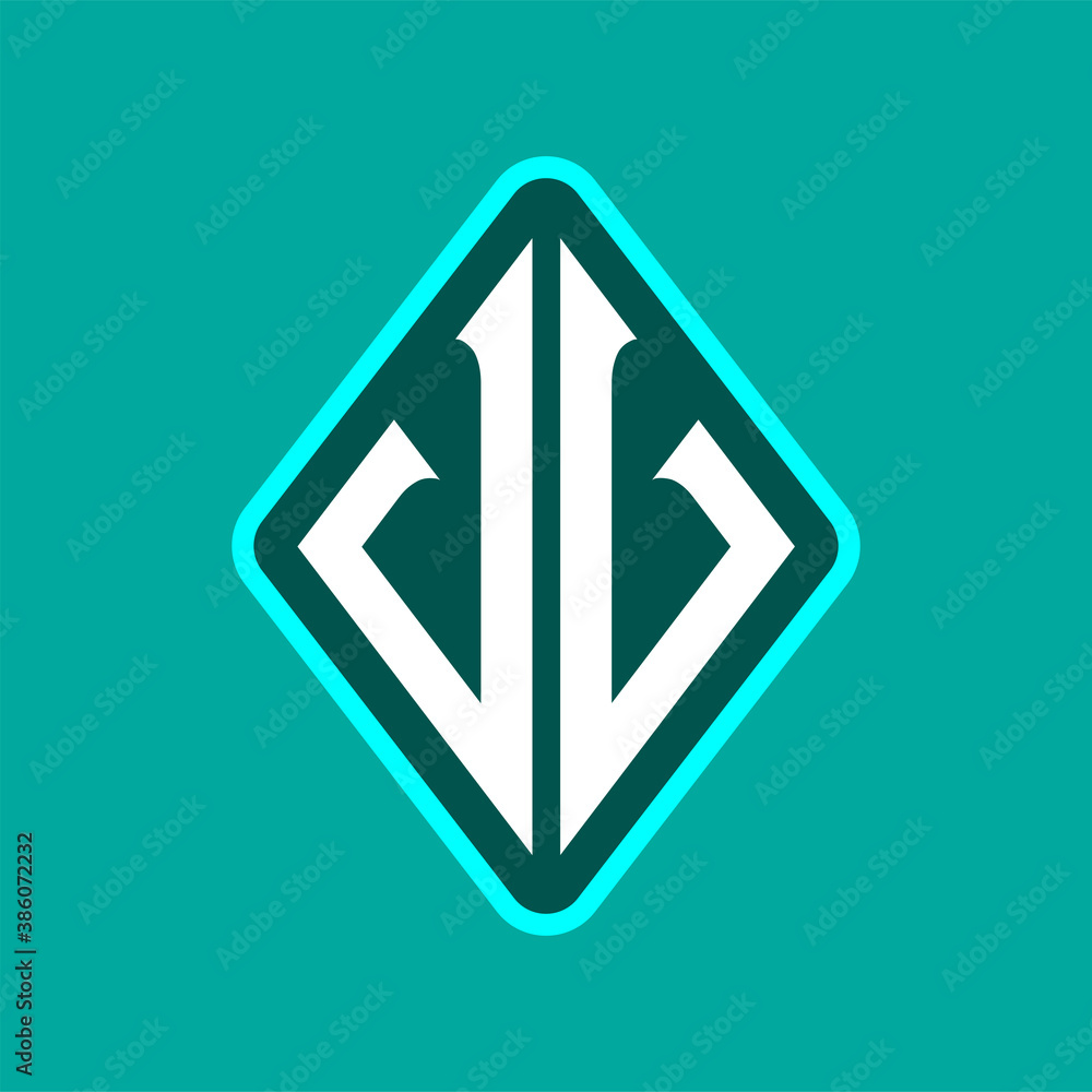 Colored monogram logo curved oval shape initial letter vv logo vector Colored monogram logo curved oval shape initial letter vv logo vector