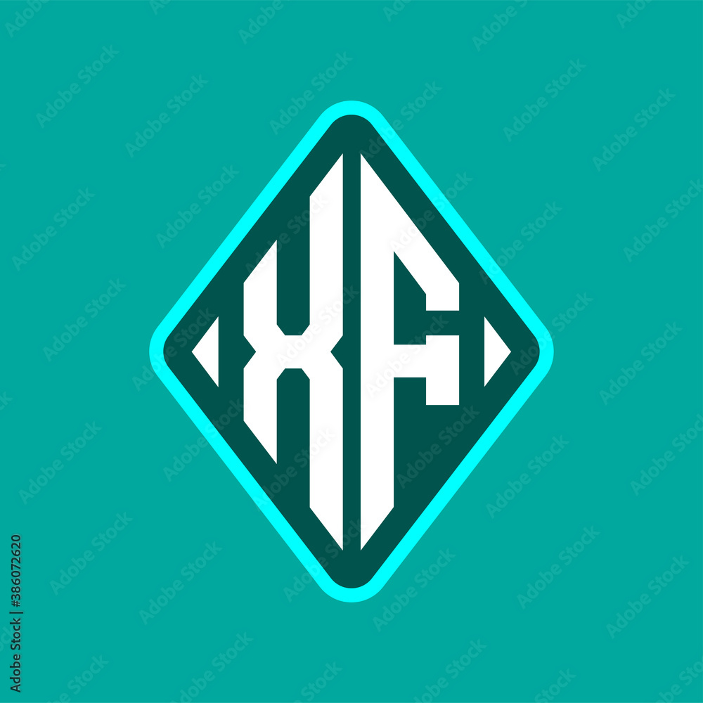 Colored monogram logo curved oval shape initial letter xf logo vector Colored monogram logo curved oval shape initial letter xf logo vector