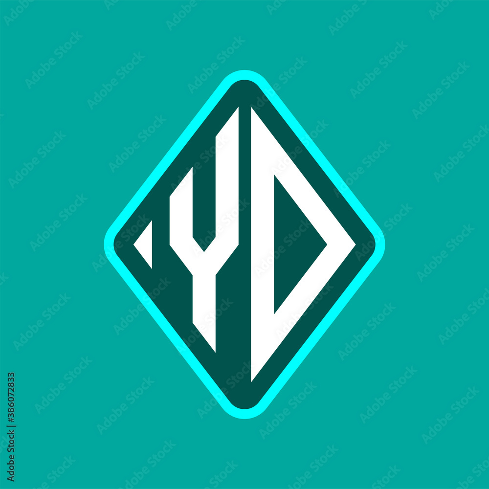 Colored monogram logo curved oval shape initial letter yd logo vector Colored monogram logo curved oval shape initial letter yd logo vector