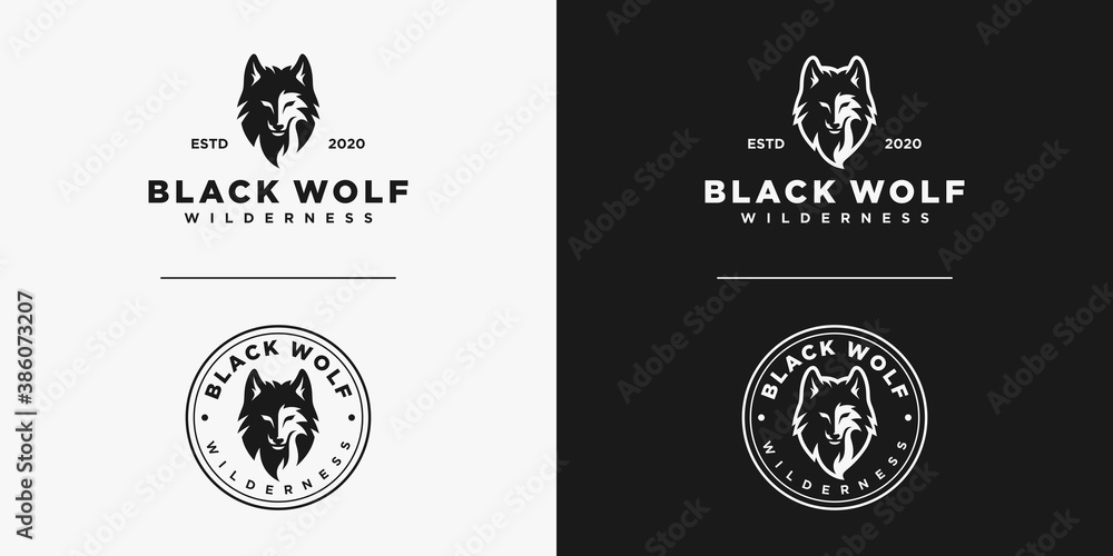 Obraz premium Vintage Wild Wolf Logo Vector Illustration