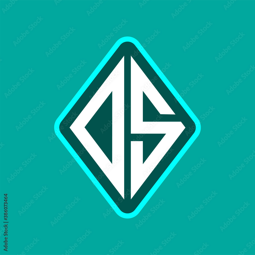 Colored monogram logo curved oval shape initial letter ds logo vector Colored monogram logo curved oval shape initial letter ds logo vector