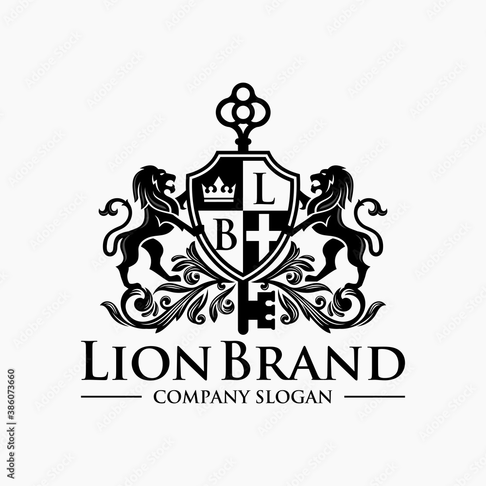 Luxury Golden Royal Lion King logo design inspiration