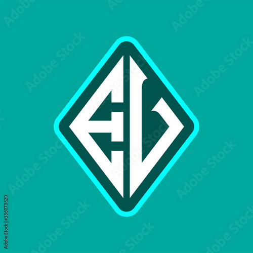 Colored monogram logo curved oval shape initial letter ev logo vector