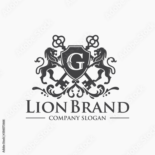 Luxury Golden Royal Lion King logo design inspiration