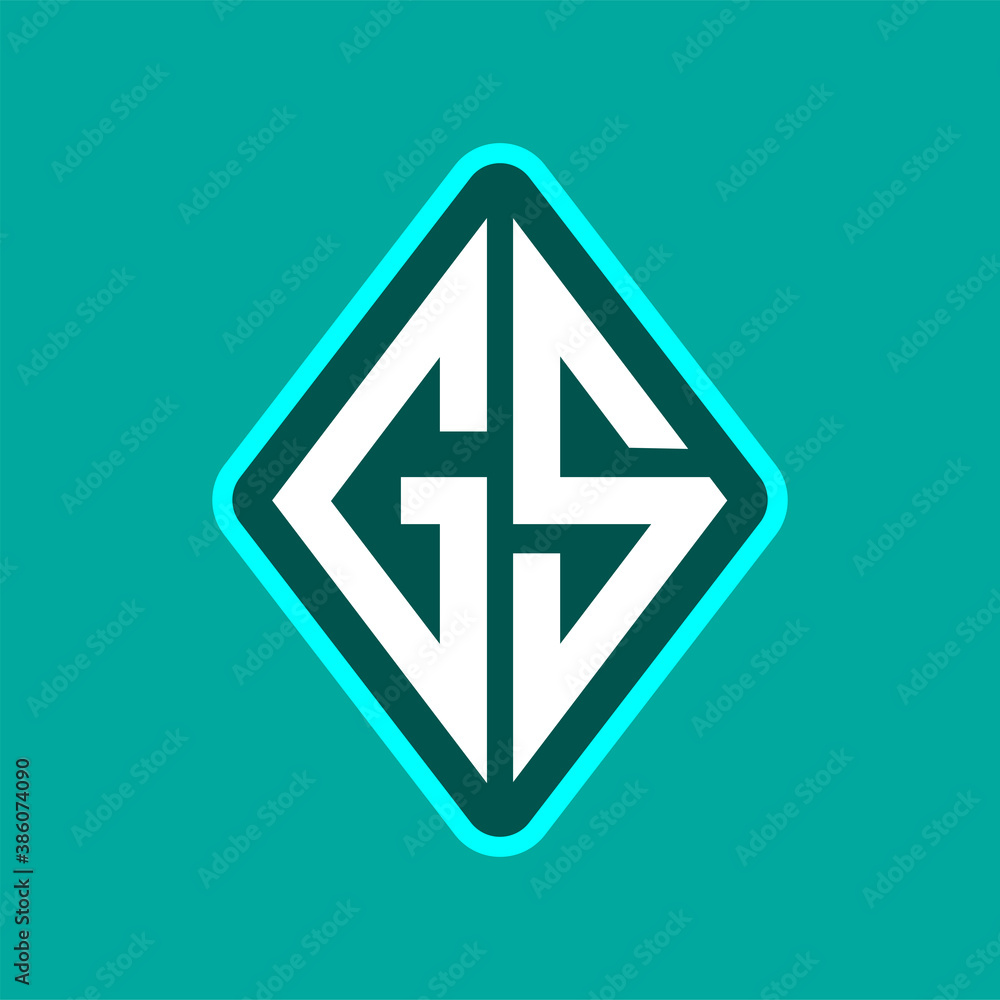 Colored monogram logo curved oval shape initial letter gs logo vector Colored monogram logo curved oval shape initial letter gs logo vector