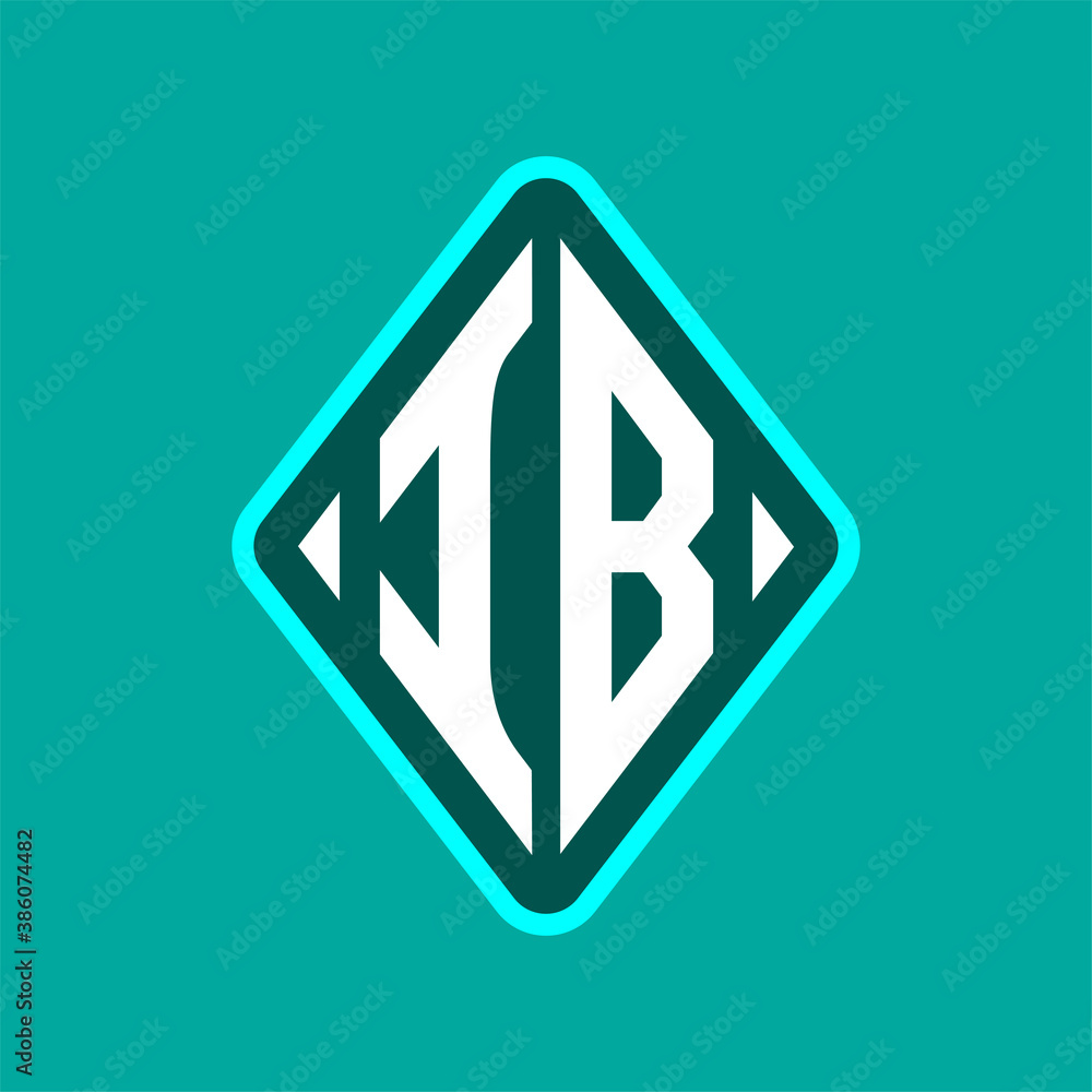 Colored monogram logo curved oval shape initial letter ib logo vector Colored monogram logo curved oval shape initial letter ib logo vector
