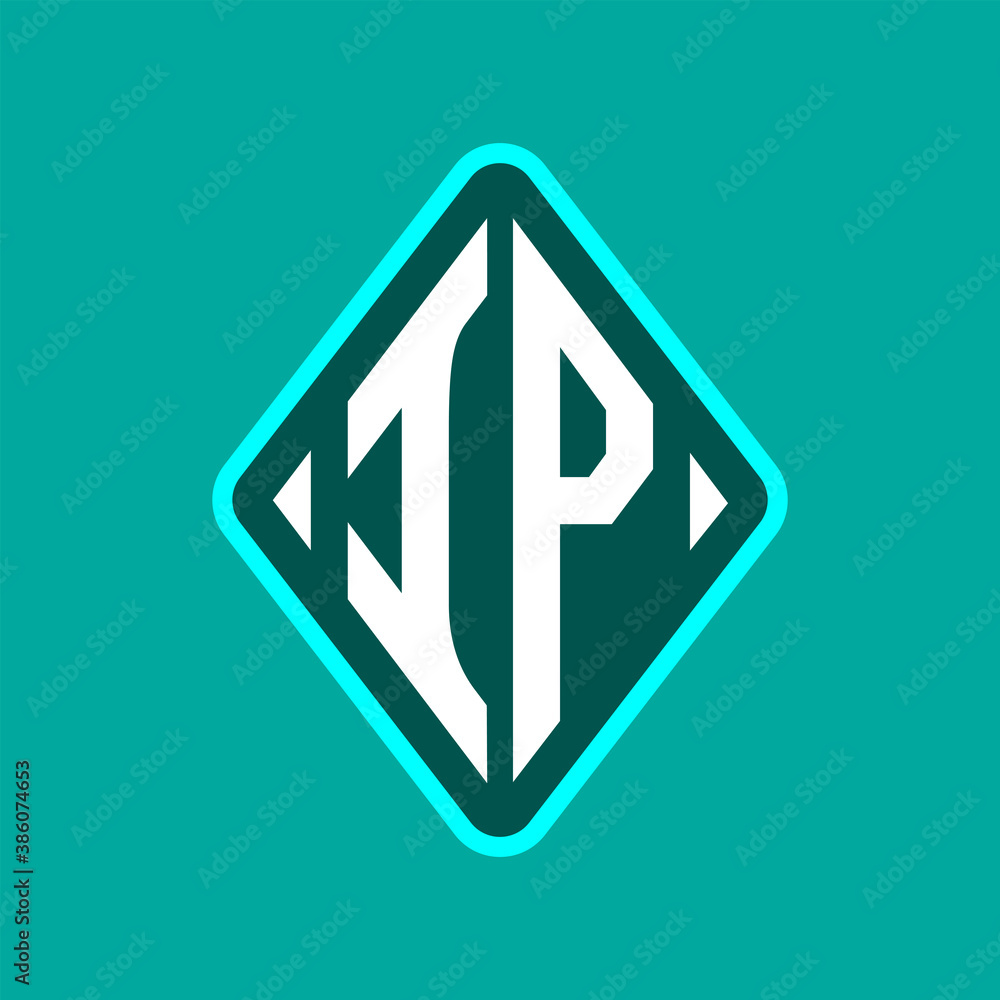 Colored monogram logo curved oval shape initial letter ip logo vector Colored monogram logo curved oval shape initial letter ip logo vector