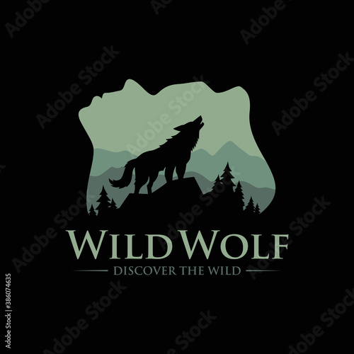 Vintage Wild Wolf Logo Vector Illustration