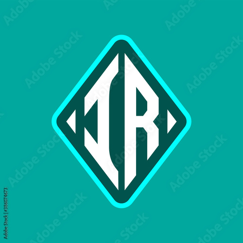 Colored monogram logo curved oval shape initial letter ir logo vector