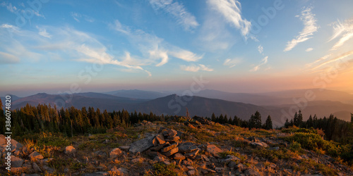Sunset Landscape High Cascade Mountains