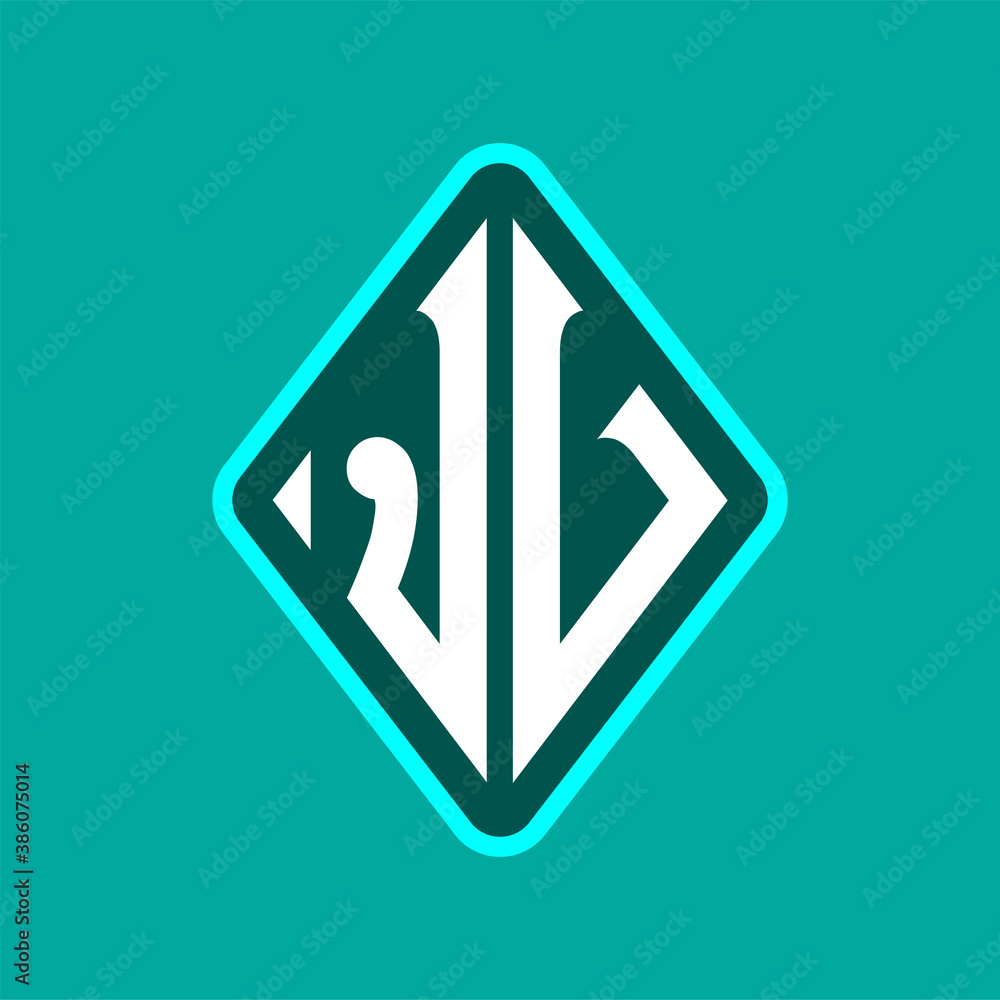 Colored monogram logo curved oval shape initial letter jv logo vector Colored monogram logo curved oval shape initial letter jv logo vector