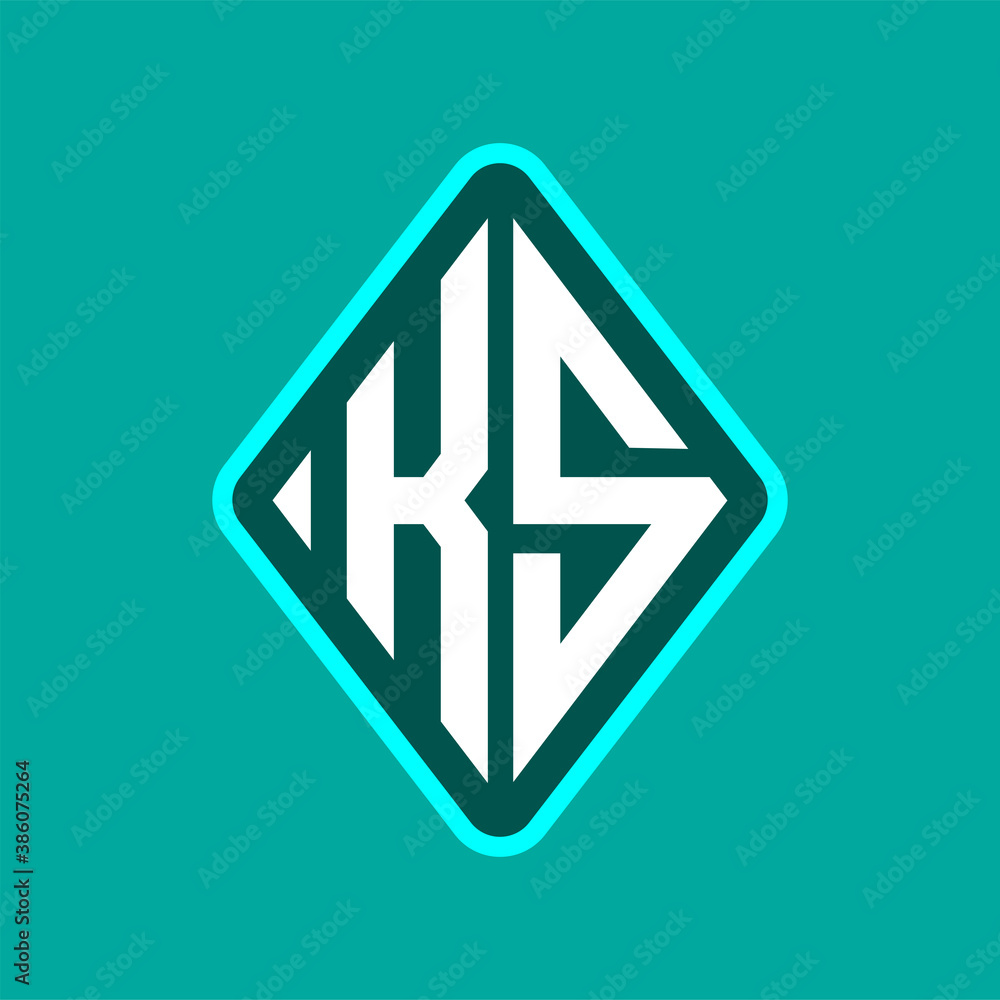 Colored monogram logo curved oval shape initial letter ks logo vector Colored monogram logo curved oval shape initial letter ks logo vector