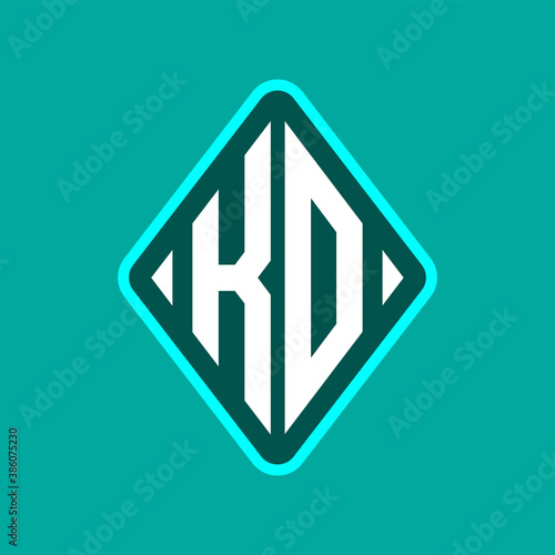 Colored monogram logo curved oval shape initial letter ko logo vector