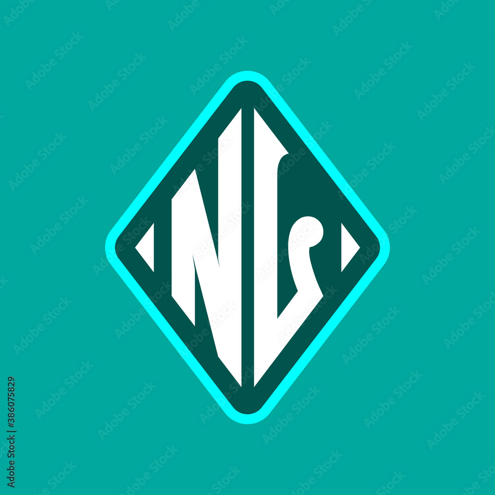 Colored monogram logo curved oval shape initial letter nl logo vector Colored monogram logo curved oval shape initial letter nl logo vector