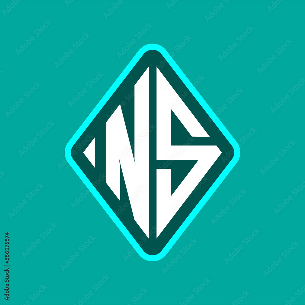Colored monogram logo curved oval shape initial letter ns logo vector Colored monogram logo curved oval shape initial letter ns logo vector