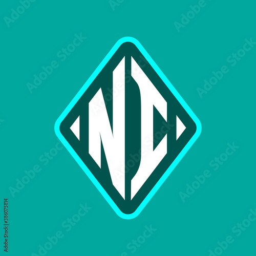 Colored monogram logo curved oval shape initial letter ni logo vector