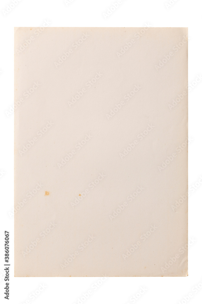 Aged plain paper page isolated on background Aged plain paper page isolated on background