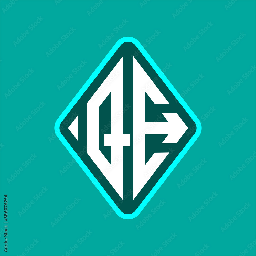 Colored monogram logo curved oval shape initial letter qe logo vector Colored monogram logo curved oval shape initial letter qe logo vector
