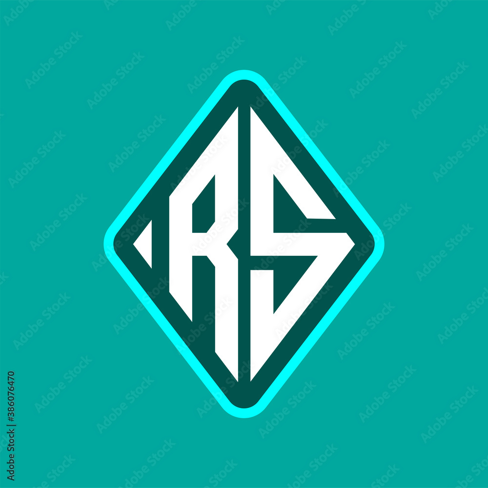 Colored monogram logo curved oval shape initial letter rs logo vector Colored monogram logo curved oval shape initial letter rs logo vector