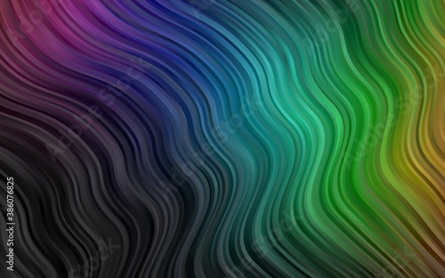 Dark Multicolor, Rainbow vector template with abstract lines.
