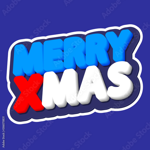 Merry Xmas, isolated sticker, greeting banner design template, vector illustration