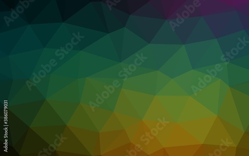 Dark Multicolor  Rainbow vector shining triangular background.