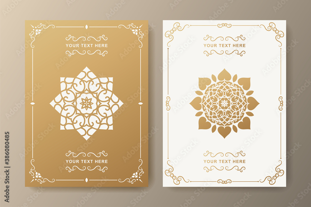 Luxury ornament greeting card vector template Luxury ornament greeting card vector template