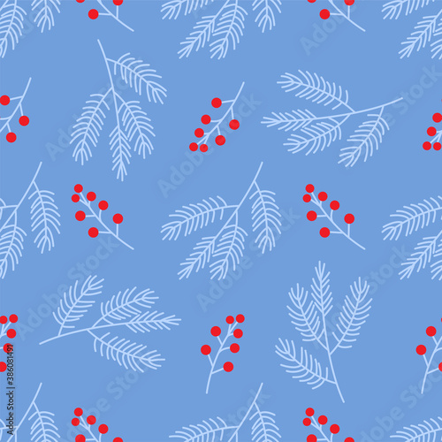 Branch and berries. Floral pattern.