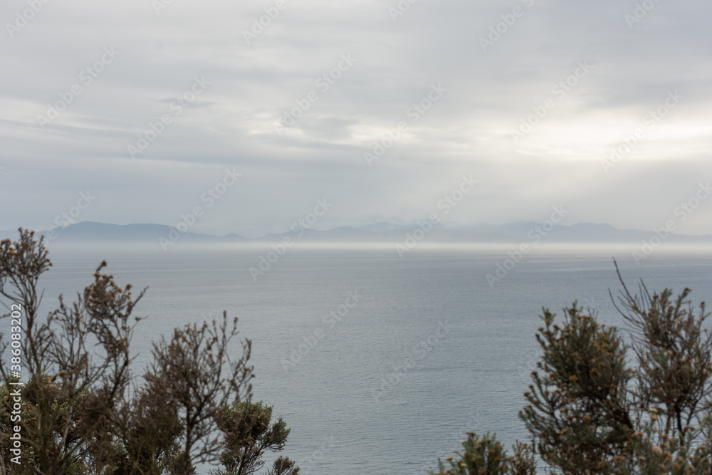Looking across Cook Strait to the South Island of New Zealand.