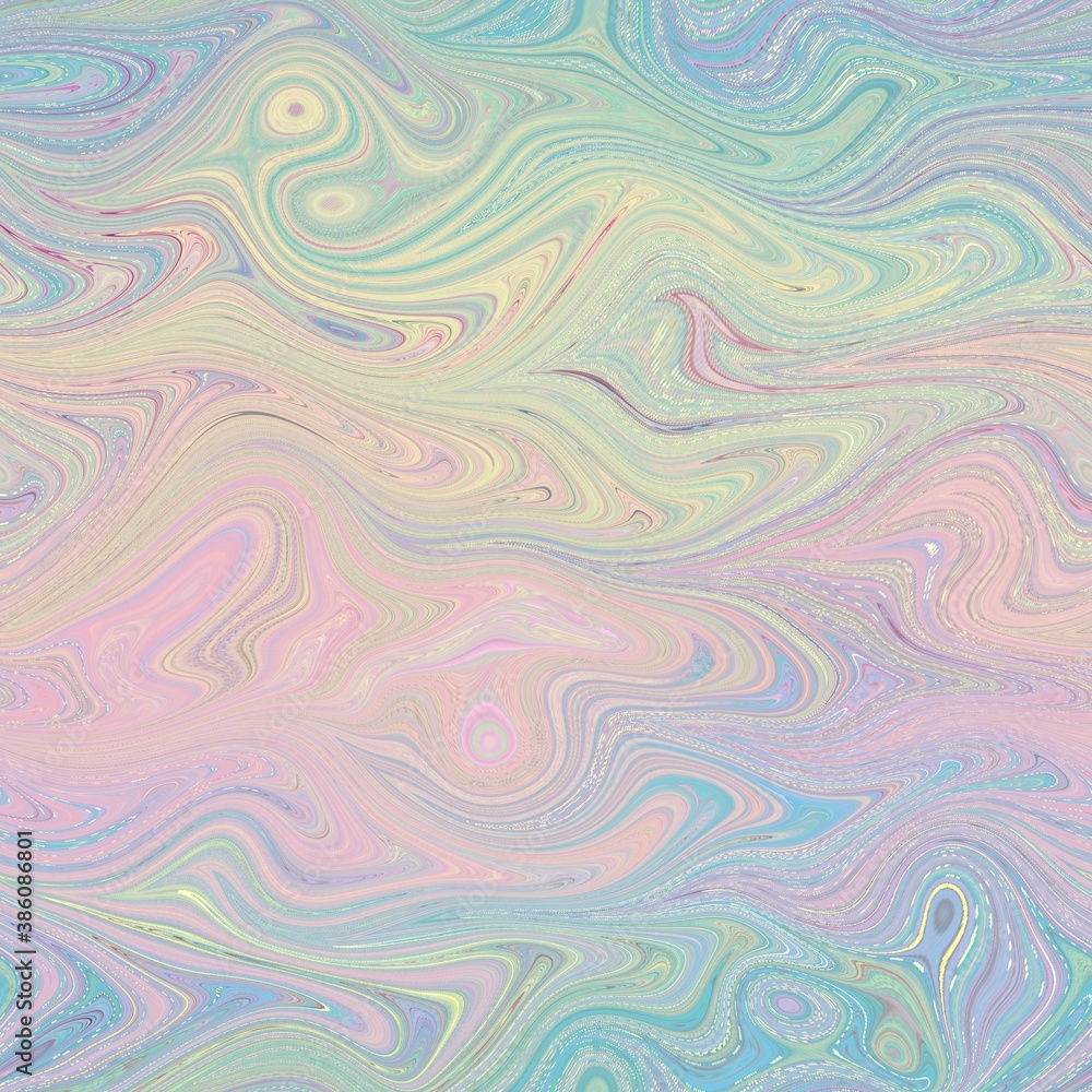 Seamless marble wet ripple wavy fluid pattern. High quality illustration. Smooth distorted liquid effect. Trendy artistic surface pattern design. Resembles hand marbled surface.