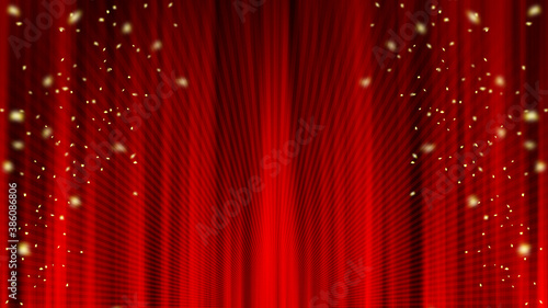 集中線 放射線 紙吹雪 赤いカーテン ドレープカーテン Concentrated line. Confetti. Red curtain material. Drape curtain.