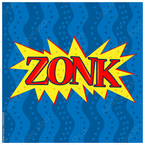 Zonk art funny comic speech word. Trendy Colorful retro vintage comic background in pop art retro comic style