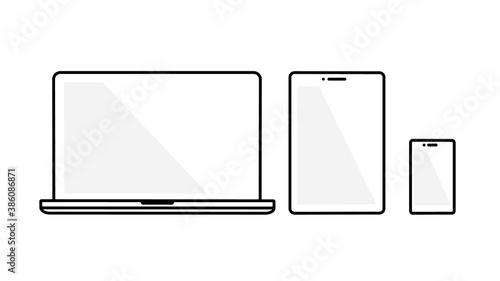 Laptop, tablet and mobile phone