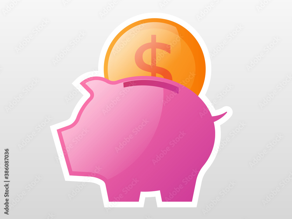 Fototapeta premium piggy bank and money coin saving concept
