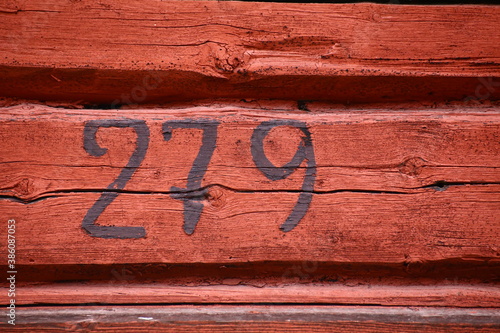 Close up of house number in church town Bonnstan in Skelleftea photo