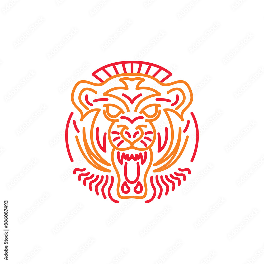 Fototapeta premium Head King Lion logo design Vector
