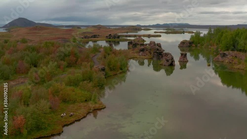Iceland Myvatn North Lake Guð fingur by Drone
 photo