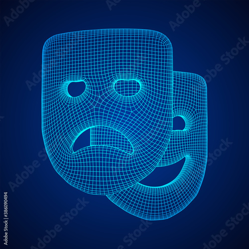 Theatrical masks tragedy and comedy character