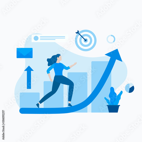 Women career growth illustration concept. Illustrations for websites, landing pages, mobile apps, posters and banners.