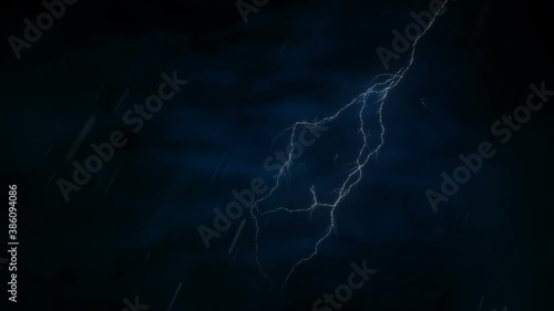 lightning in the night sky.  Storm thunder in the dark night. Full HD.