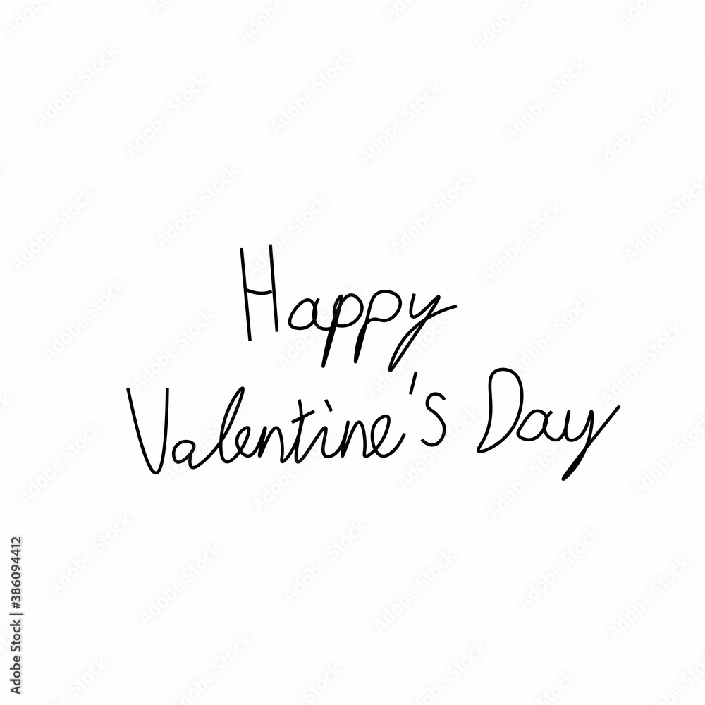 Vector lettering with the words happy Valentine's Day black line. Romantic inscription doodle style. Graphic headline hand drawn.Design for social networks, articles, posters, cards, web.