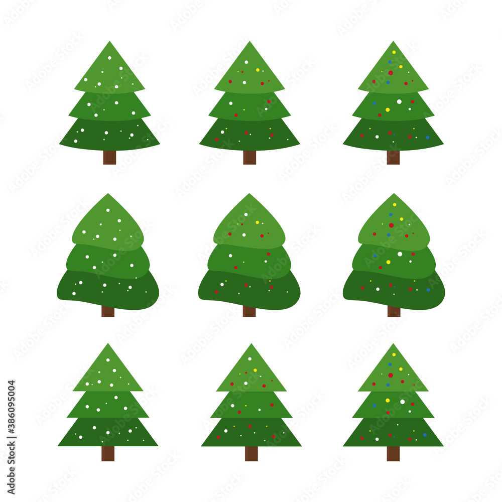 Fototapeta premium Vector set of cartoon Christmas trees
