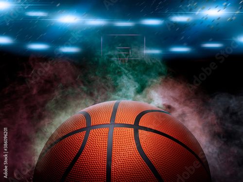 Fototapeta Naklejka Na Ścianę i Meble -  basketball on the color smoke background