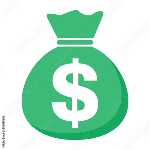 Money bag icon isolated on white background. Bank symbol, profit graphic, flat web sign