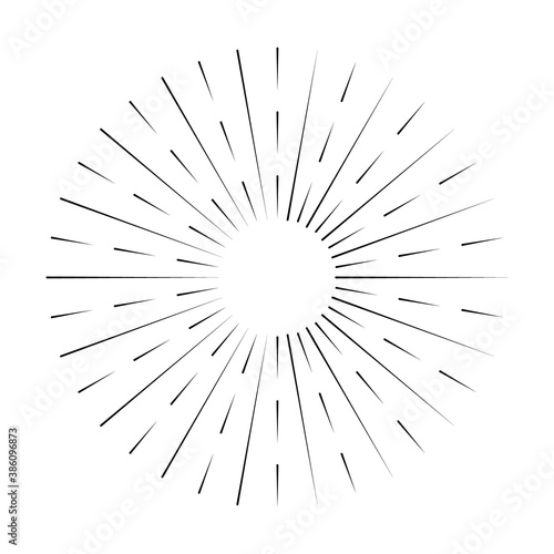 Sunburst line icon isolated on white background  summer web banner  retro circle design  vector illustration