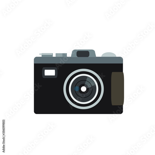 Vector retro film camera on white background. 
