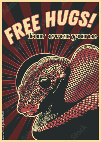 Free hugs for everyone Funny Poster with Anaconda